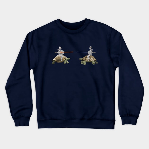 Knights jousting on tortoises Crewneck Sweatshirt by stu-dio-art